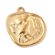 304 Stainless Steel Athenian Tetradrachm Coin Pendants, Owl of Athena Charm, PVD Vacuum Plating, Real 18K Gold Plated, 19x18.5x3mm, Hole: 1.6mm(STAS-P380-44G)