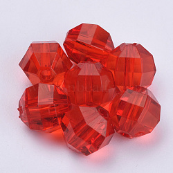 Transparent Acrylic Beads, Faceted, Round, Red, 8x7mm, Hole: 1.5mm, about 1920pcs/500g(TACR-Q256-8mm-V12)