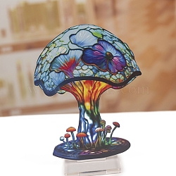 Double-sided Painted Acrylic Mushroom Ornament, for Home Bedroom Living Room Tabletop Decoration, Light Sky Blue, 150x210mm(PW-WG283BE-03)