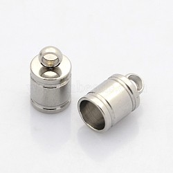 Tarnish Resistant 201 Stainless Steel Cord Ends, End Caps, Stainless Steel Color, 10x6mm, Hole: 2mm, Inner diameter: 5mm(STAS-N034-05)