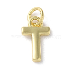 Rack Plating Brass Charms, Cadmium Free & Lead Free, Long-Lasting Plated, Real 18K Gold Plated, Letter T, 12x7x1.5mm, Hole: 3.2mm(KK-P245-06G-T)