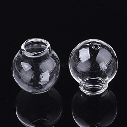 Handmade Blown Glass Beads, Round, Clear, 21~21.5x19.5~20mm, Hole: 0.5~1mm and 8~9mm(X-BLOW-T001-29A)