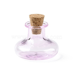 Miniature Glass Bottles, with Cork Stoppers, Empty Wishing Bottles, for Dollhouse Accessories, Jewelry Making, Pearl Pink, 20.5x22mm(GLAA-H019-07G)