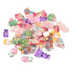 50Pcsc 10 Styles Translucent Resin Cabochons, Mixed Shapes, Mixed Color, 17.5~34.5x11~23x5~8.5mm, 5pcs/style(CRES-YW0001-29)