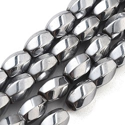 Electroplated Synthetic Non-magnetic Hematite Beads Strands, Long-Lasting Plated, Twist, Platinum Plated, 8x5.5mm, Hole: 1mm, about 49pcs/strand, 16.06''(40.8cm)(G-P545-G02-02G)