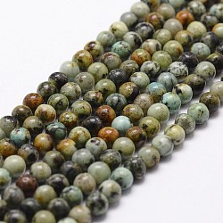 Natural African Turquoise(Jasper) Beads Strands, Round, 6mm, Hole: 1mm, about 61pcs/strand, 15 inch(X-G-D840-90-6mm)