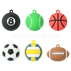 12Pcs 6 Styles PVC Opaque Plastic Pendants, Mixed Shapes, Mixed Color, 27.5~32x27~37x24~30mm, Hole: 2.5~3mm, 2pcs/style(KY-CJ0002-15)