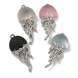 Rack Plating Alloy Pendants, with Glass, Lead Free & Cadmium Free & Nickel Free, Jellyfish Charms, Platinum, 27.5x12x8mm, Hole: 1.4mm(PALLOY-F312-23P)