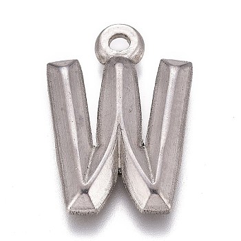 304 Stainless Steel Pendants, Alphabet, Letter.W, 16x11x2mm, Hole: 1.2mm