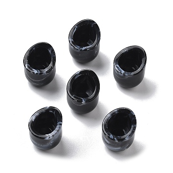 Two Tone Acrylic Beads, Imatation Gemstaone Beads, Column, Black, 14x18mm, Hole: 5mm and 9.5mm.