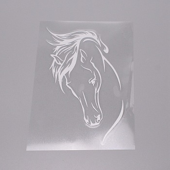 Waterproof 3D Plastic Wall Stickers, with Adhesive Tape, For Car Decorations, Horse, White, 19x13.5x0.01cm