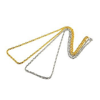 Fashionable 304 Stainless Steel Rope Chain Necklace Making, with Lobster Claw Clasps, Mixed Color, 22 inch~24 inch(55.8~60.9cm)x3mm