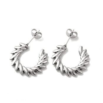 304 Stainless Steel Leafy Branch Wrap Stud Earrings for Women, Stainless Steel Color, 20.5x20.5x2.5mm, Pin: 0.9mm