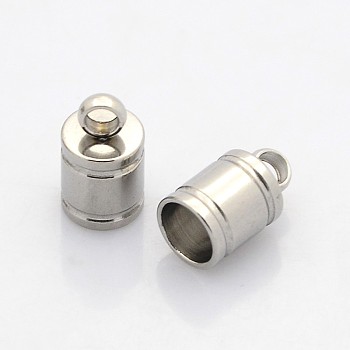 201 Stainless Steel Cord Ends, End Caps, Stainless Steel Color, 10x6mm, Hole: 2mm, Inner diameter: 5mm