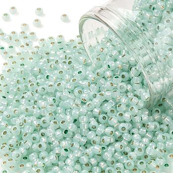 TOHO 11/0 Round Beads, Japanese Seed Beads, (PF2118) PermaFinish Light Mint Opal Silver Lined, 11/0, 2.2mm, Hole: 0.8mm, about 1110pcs/10g