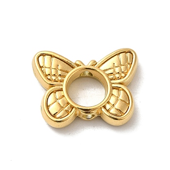 304 Stainless Steel Bead Frames, Butterfly, Real 18K Gold Plated, 11.5x15.5x3.5mm, Hole: 5.5mm, Inner Diameter: 5mm