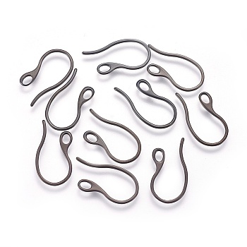 304 Stainless Steel Earring Hooks, with Horizontal Loop, Electrophoresis Black, 22x11.5x1mm, Hole: 3x2mm, 18 Gauge, Pin: 1mm