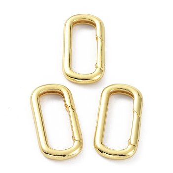 Brass Keychain Clasps, Long-Lasting Plated, Oval, Real 18K Gold Plated, 29x14.5x3.5mm, Inner Diameter: 9X23mm