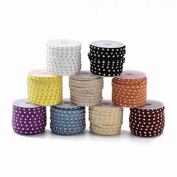 Faux Suede Cord, with Silver Tone Alloy Rivet, For Punk Rock Jewelry Making, Mixed Color, 5mm, about 4.37~5.47 Yards(4~5m)/Roll