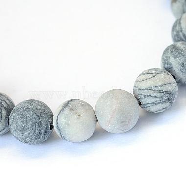Frosted Natural Black Silk Stone/Netstone Round Bead Strands(G-E334-6mm-25)-2