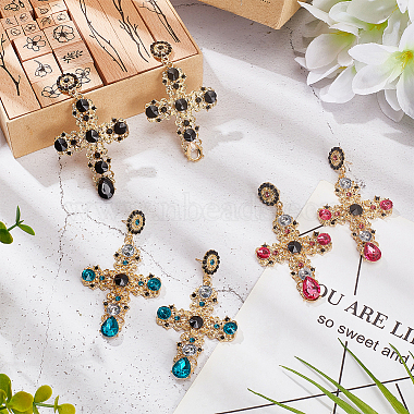 3 Pairs 3 Colors Plastic Cross Dangle Stud Earrings(EJEW-AN0004-63)-7