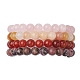 4Pcs Constellation 8mm Round Natural Rhodonite & Rose Quartz & Dyed Jade & Carnelian Beaded Stretch Bracelets for Women(BJEW-JB10642)-1