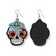 Halloween Skull Glass Seed Braided Big Dangle Earrings(EJEW-B011-06C)-2