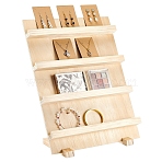 Wood Display Risers, for Bracelet, Earrings, Necklace, Ring Display, Moccasin, 30x14.6x38.2cm(ODIS-WH0038-146B)