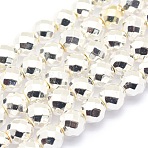 Electroplate Non-magnetic Synthetic Hematite Beads Strands, Grade AAA, Long-Lasting Plated, Faceted, Round, Silver Plated, 6mm, Hole: 1mm, about 65pcs/strand, 15 inch(38cm)(G-L485-03D-S)