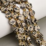 Natural Dalmatian Jasper Beads Strands, Hexagon, with Seed Beads, 9x10x5mm, Hole: 0.8mm, about 15pcs/strand, 7.09''(18cm)(G-F833-B06-01)