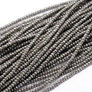 Faceted Rondelle Full Rainbow Plated Electroplate Glass Beads Strands, Dark Khaki, 2.8~3x2mm, Hole: 0.8mm, about 200pcs/strand, 15.1 inch(EGLA-M004-2mm-A04)