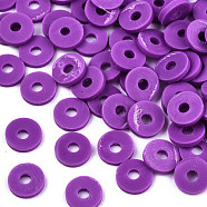 Handmade Polymer Clay Beads, for DIY Jewelry Crafts Supplies, Disc/Flat Round, Heishi Beads, Dark Orchid, 8x1mm, Hole: 2mm, about 13000pcs/1000g(CLAY-Q251-8.0mm-61)