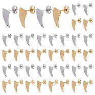 DICOSMETIC 40Pcs 2 Colors 304 Stainless Steel Trapezoid Stud Earring Findings, with Hole, Golden & Stainless Steel Color, 16x12mm, Hole: 1.4mm, Pin: 0.8mm, 20Pcs/color(STAS-DC0014-86)