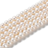 Natural Cultured Freshwater Pearl Beads Strands, Potato, Grade 4A, PapayaWhip, 5~6x5.5~6mm, Hole: 0.5mm, about 64pcs/strand, 14.37 inch(36.5cm)(PEAR-E018-48)