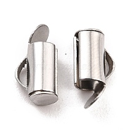 304 Stainless Steel Slide On End Clasp Tubes, Slider End Caps, Stainless Steel Color, 10x5.5x4mm, Hole: 3.5x1.5mm, Inner Diameter: 3mm(STAS-C044-07A-P)