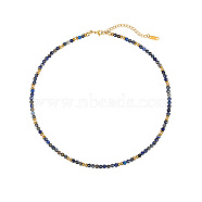 Natural Lapis Lazuli Beaded Necklaces for Women, with Stainless Steel Findings, 15.75 inch(40cm)(KA0381)