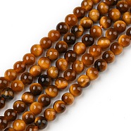 Natural Tiger Eye Beads Strands, Grade AA, Round, 2mm, Hole: 0.3mm, about 170pcs/strand, 15.31~15.51''(39.4cm)(G-B045-A01)