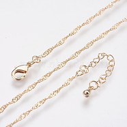 Long-Lasting Plated Brass Chain Necklaces, with Lobster Claw Clasp, Nickel Free, Real 18K Gold Plated, 18.1 inch (46cm), 1.5mm(X-NJEW-K112-11G-NF)