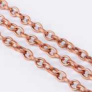 Iron Cable Chains, Unwelded, Round, Red Copper, 5x4x1mm(X-CH-S047-R-FF)