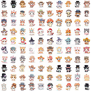 100Pcs Cat Shape PVC Waterproof Self-adhesive Cartoon Stickers, for Suitcase, Skateboard, Refrigerator, Helmet, Mobile Phone Shell, Mixed Color, 4~8cm(PW-WG11207-01)