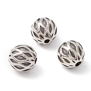 316 Surgical Stainless Steel Beads, Manual Polishing, Round, Antique Silver, 9.5mm, Hole: 2.2mm(STAS-M298-22AS)