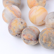 Natural Crazy Agate Beads Strands, Round, Frosted, 10~10.5mm, Hole: 1.2mm, about 36pcs/strand, 15.5 inch(X-G-Q462-10mm-12)