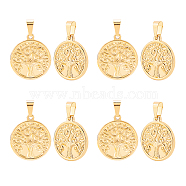 Unicraftale 10Pcs 304 Stainless Steel Pendants, Flat Round with Tree, Golden, 38mm, Hole: 8x4.5mm(STAS-UN0028-75)