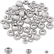 304 Stainless Steel Textured Spacer Beads, Round, Stainless Steel Color, 60pcs/box(STAS-UN0005-53)