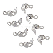 Stainless Steel Bead Tips, Calotte Ends, Clamshell Knot Cover, Stainless Steel Color, 6x4mm, Hole: 1.5mm, 800pcs/box(STAS-UN0002-50P)