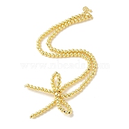 Brass Beaded Necklaces, Long-Lasting Plated, Lead Free & Cadmium Free, Bowknot, Real 14K Gold Plated, 17.05 inch(433mm)(NJEW-K271-01G-01)