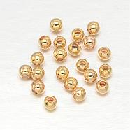 Brass Round Spacer Beads, Lead Free & Cadmium Free & Nickel Free, Real 18K Gold Plated, 3mm, Hole: 1mm, about 1200pcs/50g(KK-L147-197-3mm-NR)