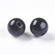 Natural Black Onyx Beads, Half Drilled, Dyed & Heated, Round, 6mm, Hole: 1mm(G-K275-13-6mm)