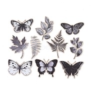 20Pcs 10 Styles Paper Self-Adhesive Stickers, for Party Decorative Presents, Butterfly, Black, 43~74x24~66x0.1mm, 2pcs/style(STIC-P011-D03)