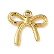 Ion Plating(IP) 304 Stainless Steel Pendants, Bowknot Charm, Real 18K Gold Plated, 20x20.5x3mm, Hole: 2.3mm(STAS-C104-15G)